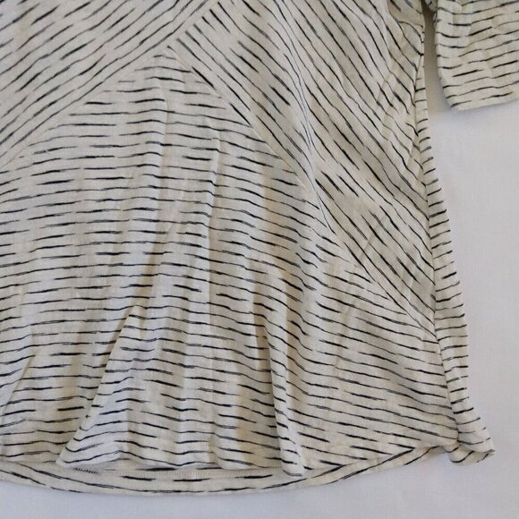 Habitat Women's Top Size XS Cream Gray Stripe Half Sleeve Swing Jersey Knit - Picture 6 of 10